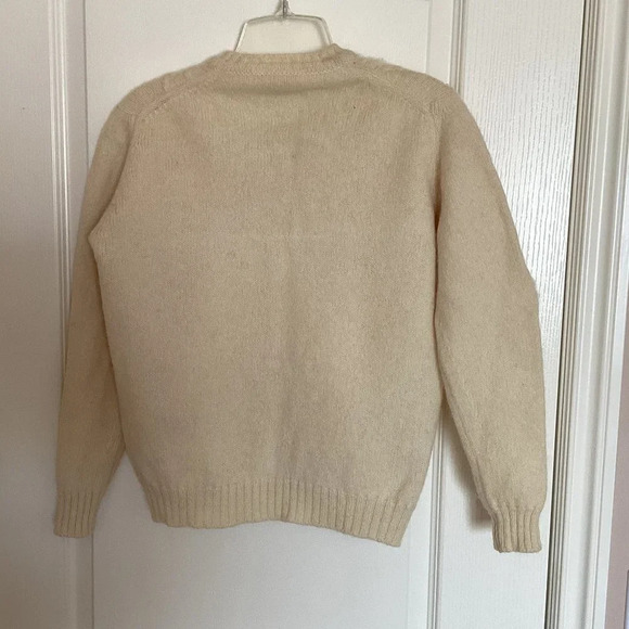 Vintage Shetland 100% Pure Wool White Sweater Made in Scotland Warm Winter - Picture 4 of 7